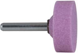 Grier Abrasives - 1-1/2 x 1/2" Head Diam x Thickness, W236, Cylinder, Aluminum Oxide Mounted Point - Benchmark Tooling