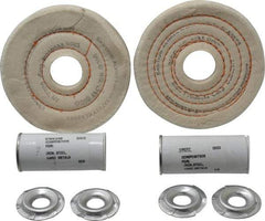 Dico - 4" Diam Cushion Sewn, Spiral Sewn Buffing Wheel Set - 1/2" Arbor Hole, Emery - Benchmark Tooling