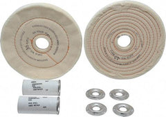 Dico - 6" Diam Cushion Sewn, Spiral Sewn Buffing Wheel Set - 1/2 - 1" Arbor Hole, Emery - Benchmark Tooling