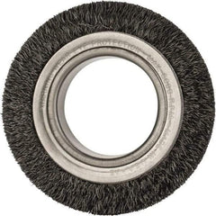 Anderson - 4-1/4" OD, 2" Arbor Hole, Crimped Steel Wheel Brush - 1-1/2" Face Width, 5/8" Trim Length, 0.0118" Filament Diam, 6,000 RPM - Benchmark Tooling