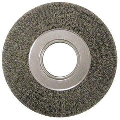 Anderson - 7" OD, 2" Arbor Hole, Crimped Steel Wheel Brush - 1-3/4" Face Width, 1-5/8" Trim Length, 0.0118" Filament Diam, 6,000 RPM - Benchmark Tooling