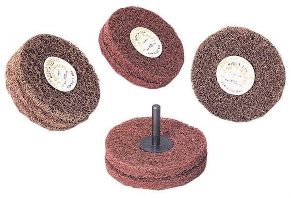 Standard Abrasives - 5" Diam x 2" Thick, Medium Mounted Scrubber Buffing Wheel - 2 Ply, Very Fine Grade, 1/4" Shank Diam, 4,000 RPM - Benchmark Tooling