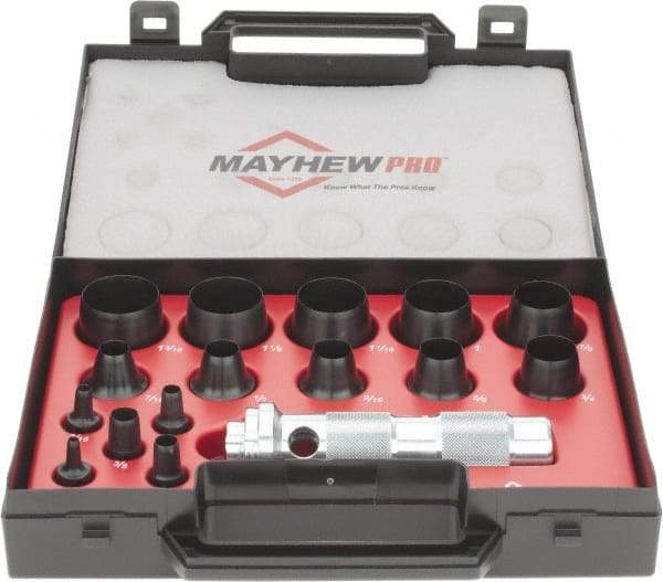 Mayhew - 16 Piece, 1/8 to 1-3/16", Hollow Punch Set - Comes in Plastic Case - Benchmark Tooling