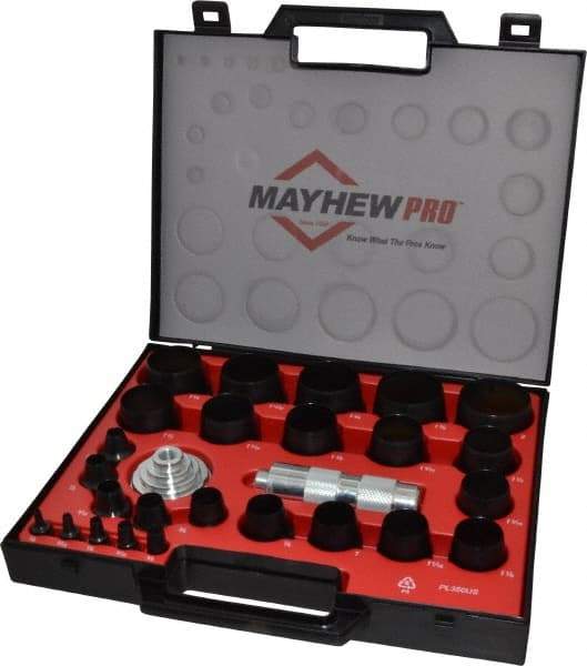 Mayhew - 27 Piece, 1/8 to 2", Hollow Punch Set - Comes in Plastic Case - Benchmark Tooling