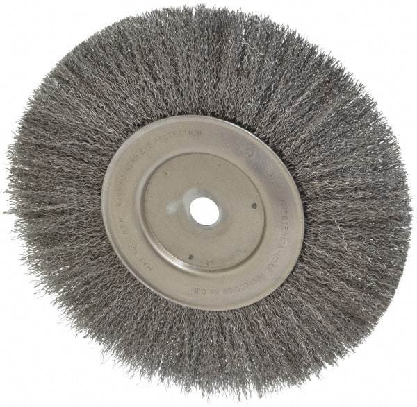 Anderson - 10" OD, 3/4" Arbor Hole, Crimped Steel Wheel Brush - 1/2" Face Width, 2-15/32" Trim Length, 0.014" Filament Diam, 3,600 RPM - Benchmark Tooling