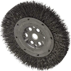 Anderson - 6" OD, 5/8" Arbor Hole, Crimped Steel Wheel Brush - 3/4" Face Width, 1-1/8" Trim Length, 0.014" Filament Diam, 6,000 RPM - Benchmark Tooling