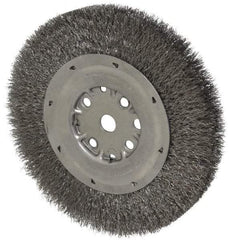 Anderson - 8" OD, 5/8" Arbor Hole, Crimped Steel Wheel Brush - 3/4" Face Width, 1-1/2" Trim Length, 0.0104" Filament Diam, 4,500 RPM - Benchmark Tooling