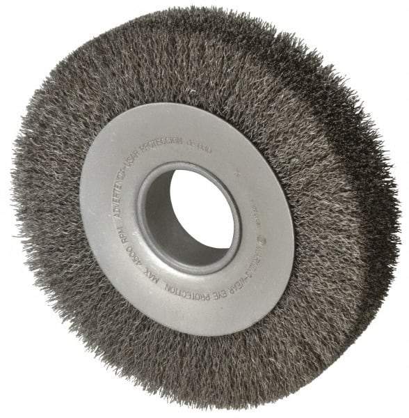 Anderson - 8" OD, 2" Arbor Hole, Crimped Steel Wheel Brush - 1-5/8" Face Width, 1-1/2" Trim Length, 0.014" Filament Diam, 4,500 RPM - Benchmark Tooling