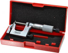 Starrett - 0 to 1 Inch Range, Carbide Face, Satin Chrome Coated, Mechanical Multi Anvil Micrometer - Ratchet Stop Thimble, 0.001 Inch Graduation, 0.0002 Inch Accuracy - Benchmark Tooling