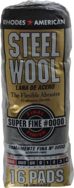Value Collection - Finest Grit, Grade 0000 Steel Wool Pad - 4" Long x 3" Wide - Benchmark Tooling