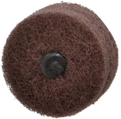 Standard Abrasives - 2" Diam, Medium Mounted Scrubber Buffing Wheel - 3 Ply, Very Fine Grade, 1/4" Shank Diam, 12,000 RPM - Benchmark Tooling