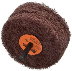 Standard Abrasives - 3" Diam, Medium Mounted Scrubber Buffing Wheel - 3 Ply, Medium Grade, 1/4" Shank Diam, 8,000 RPM - Benchmark Tooling