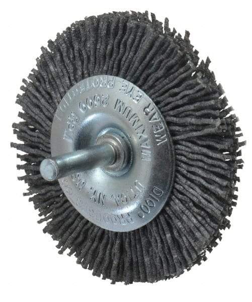 Dico - 3" OD, 1/4" Shank Diam, Crimped Nylon Wheel Brush - 3/8" Face Width - Benchmark Tooling