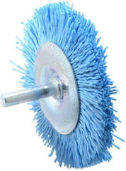 Dico - 3" OD, 1/4" Shank Diam, Crimped Nylon Wheel Brush - 3/8" Face Width - Benchmark Tooling