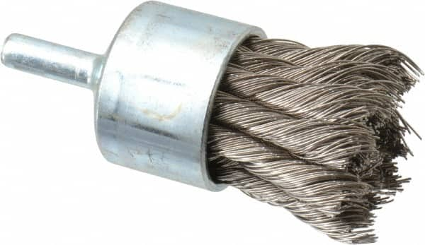 Anderson - 1-1/8" Brush Diam, Knotted, End Brush - 1/4" Diam Shank, 22,000 Max RPM - Benchmark Tooling