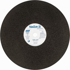 Norton - 16" 30 Grit Zirconia Alumina Cutoff Wheel - 1/8" Thick, 1" Arbor, 4,800 Max RPM, Use with Electric & Gas Powered Saws - Benchmark Tooling