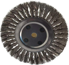 Anderson - 8" OD, 5/8" Arbor Hole, Knotted Stainless Steel Wheel Brush - 5/8" Face Width, 1-3/4" Trim Length, 0.016" Filament Diam, 6,000 RPM - Benchmark Tooling