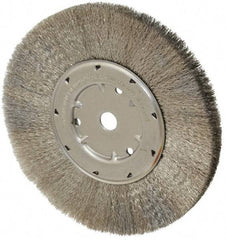 Anderson - 8" OD, 5/8" Arbor Hole, Crimped Stainless Steel Wheel Brush - 1/2" Face Width, 1-13/16" Trim Length, 0.006" Filament Diam, 4,500 RPM - Benchmark Tooling