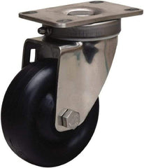 Hamilton - 3-1/2" Diam x 1-3/8" Wide x 4-7/8" OAH Top Plate Mount Swivel Caster - Polyolefin, 260 Lb Capacity, Plain Bore Bearing, 2-3/8 x 3-5/8" Plate - Benchmark Tooling