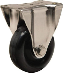 Hamilton - 3-1/2" Diam x 1-3/8" Wide x 4-7/8" OAH Top Plate Mount Rigid Caster - Polyolefin, 260 Lb Capacity, Plain Bore Bearing, 2-3/8 x 3-5/8" Plate - Benchmark Tooling