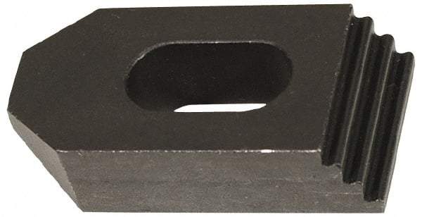 Jergens - 1/2" Stud, Low Carbon Steel, Plain Strap Clamp - 2" Travel, 6" OAL x 1-1/4" Wide x 7/8" High, Black Oxide Finish, Tapered Nose - Benchmark Tooling