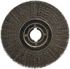 Anderson - 12" OD, 2" Arbor Hole, Crimped Steel Wheel Brush - 1-1/4" Face Width, 3" Trim Length, 0.02" Filament Diam, 3,600 RPM - Benchmark Tooling