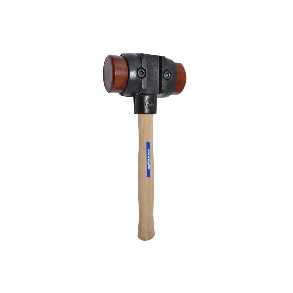 Non-Marring Hammer: 120 oz, 2-3/4″ Face Dia, Rawhide Head 15-3/4″ OAL, Wood Handle, Replaceable Face