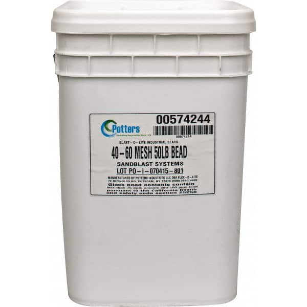 Made in USA - Coarse/Medium Grade Smooth Glass Bead - 40 to 60 Grit, 50 Lb Pail - Benchmark Tooling