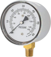 Gast - 1/4" NPT psi Pressure Gauge - 0-60 psi Pressure, 0-150 Millibars - Benchmark Tooling