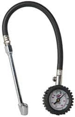 Acme - 0 to 160 psi Dial Straight Dual Tire Pressure Gauge - Closed Check, 12' Hose Length - Benchmark Tooling