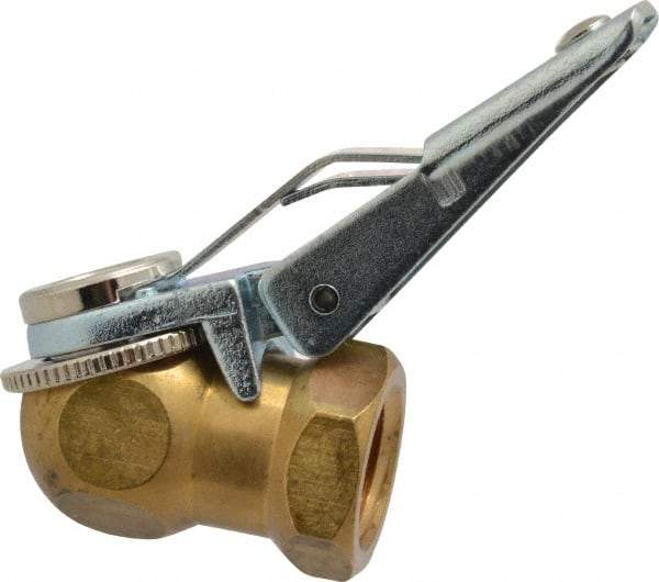 Acme - Closed Check Brass/Steel Air Chuck - Ball Foot with Clip Chuck, 1/4 FPT - Benchmark Tooling