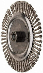 Anderson - 6-7/8" OD, 5/8-11 Arbor Hole, Knotted Stainless Steel Wheel Brush - 3/16" Face Width, 1-1/4" Trim Length, 0.02" Filament Diam, 9,000 RPM - Benchmark Tooling