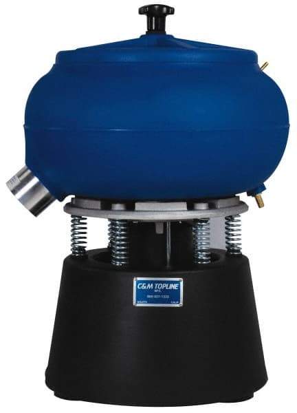 Made in USA - 1/2 hp, Wet/Dry Operation Vibratory Tumbler - Adjustable Amplitude, Flow Through Drain - Benchmark Tooling