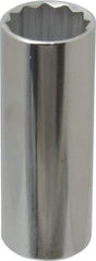 Proto - 1/2" Drive, Deep Hand Socket - 12 Points, 3-1/4" OAL, Chrome Finish - Benchmark Tooling