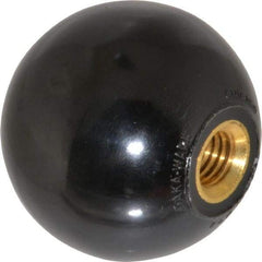 Gibraltar - M12x1.75x17 Thread, 1-15/16" Diam, 1-27/32" High, Female Insert Ball Knob - Black, Phenolic, Smooth Grip, 17mm Hole Depth - Benchmark Tooling