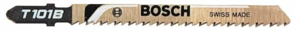 Bosch - 4" Long, 8 Teeth per Inch, High Carbon Steel Jig Saw Blade - Toothed Edge, 1/4" Wide x 0.05" Thick, T-Shank, Ground Side Tooth Set - Benchmark Tooling