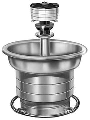 Bradley - Semi-Circular, Foot-Controlled, External Drain, 36" Diam, 3 Person Capacity, Stainless Steel, Wash Fountain - 1.25 GPM, 9" Bowl Depth, 28" High, 304 Material Grade - Benchmark Tooling