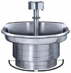 Bradley - Semi-Circular, Foot-Controlled, Internal Drain, 54" Diam, 4 Person Capacity, Stainless Steel, Wash Fountain - 3 GPM, 9" Bowl Depth, 28" High, 304 Material Grade - Benchmark Tooling