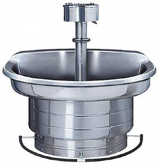 Bradley - Semi-Circular, Foot-Controlled, Internal Drain, 36" Diam, 3 Person Capacity, Stainless Steel, Wash Fountain - 1.25 GPM, 9" Bowl Depth, 28" High, 304 Material Grade - Benchmark Tooling