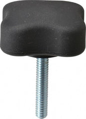 Gibraltar - 1.99" Head Diam, 4 Point Lobed Knob - 1/4-20 Stem, Thermoplastic Elastomer, Black - Benchmark Tooling