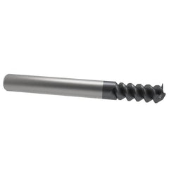 Accupro - 3/8", 1" LOC, 3/8" Shank Diam, 2-1/2" OAL, 3 Flute, Solid Carbide Square End Mill - Single End, AlTiN Finish, Spiral Flute, 60° Helix, Centercutting, Right Hand Cut, Right Hand Flute - Benchmark Tooling