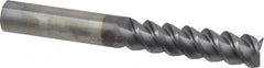 Accupro - 1/2", 2" LOC, 1/2" Shank Diam, 4" OAL, 3 Flute, Solid Carbide Square End Mill - Single End, AlTiN Finish, Spiral Flute, 60° Helix, Centercutting, Right Hand Cut, Right Hand Flute - Benchmark Tooling