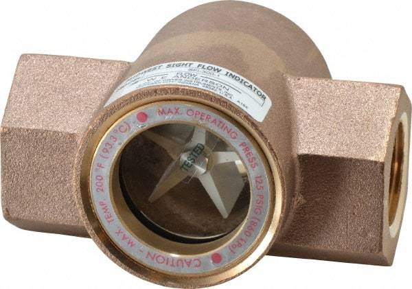 Dwyer - 1 Inch, Bronze Body Sight Flow Indicator - 125 Max psi, 4-3/8 Inch Overall Length, 200°F - Benchmark Tooling