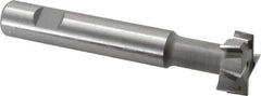 Made in USA - 1-1/4" Cut Diam, 1/2" Cut Width, 19/32" Neck Diam, 3/4" Shank Diam, 5-1/8" OAL, M2 High Speed Steel T-Slot Cutter - Uncoated, Staggered Teeth, 8 Teeth, Weldon Flat - Benchmark Tooling