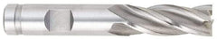 OSG - 19/32", 1-3/8" LOC, 1/2" Shank Diam, 3-3/8" OAL, 4 Flute, Vanadium High Speed Steel Square End Mill - Single End, TiCN Finish, Spiral Flute, 30° Helix, Centercutting, Right Hand Cut, Right Hand Flute, Series 574 - Benchmark Tooling