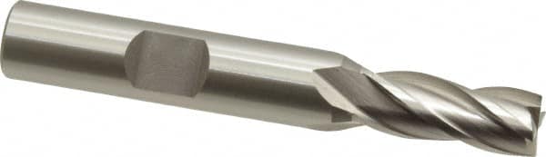 OSG - 5/16", 3/4" LOC, 3/8" Shank Diam, 2-1/2" OAL, 4 Flute, Vanadium High Speed Steel Square End Mill - Single End, Uncoated, Spiral Flute, 30° Helix, Centercutting, Right Hand Cut, Right Hand Flute, Series 574 - Benchmark Tooling