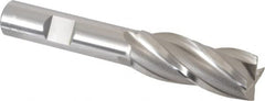 OSG - 21/32", 1-5/8" LOC, 1/2" Shank Diam, 3-5/8" OAL, 4 Flute, Vanadium High Speed Steel Square End Mill - Single End, Uncoated, Spiral Flute, 30° Helix, Centercutting, Right Hand Cut, Right Hand Flute, Series 574 - Benchmark Tooling