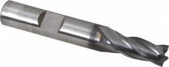 OSG - 5/16", 3/4" LOC, 3/8" Shank Diam, 2-1/2" OAL, 4 Flute, Vanadium High Speed Steel Square End Mill - Single End, TiCN Finish, Spiral Flute, 30° Helix, Centercutting, Right Hand Cut, Right Hand Flute, Series 574 - Benchmark Tooling