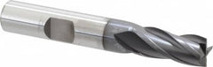 OSG - 11/32", 3/4" LOC, 3/8" Shank Diam, 2-1/2" OAL, 4 Flute, Vanadium High Speed Steel Square End Mill - Single End, TiCN Finish, Spiral Flute, 30° Helix, Centercutting, Right Hand Cut, Right Hand Flute, Series 574 - Benchmark Tooling