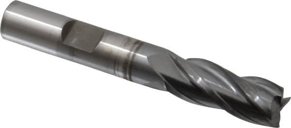 OSG - 13/32", 1" LOC, 3/8" Shank Diam, 2-11/16" OAL, 4 Flute, Vanadium High Speed Steel Square End Mill - Single End, TiCN Finish, Spiral Flute, 30° Helix, Centercutting, Right Hand Cut, Right Hand Flute, Series 574 - Benchmark Tooling